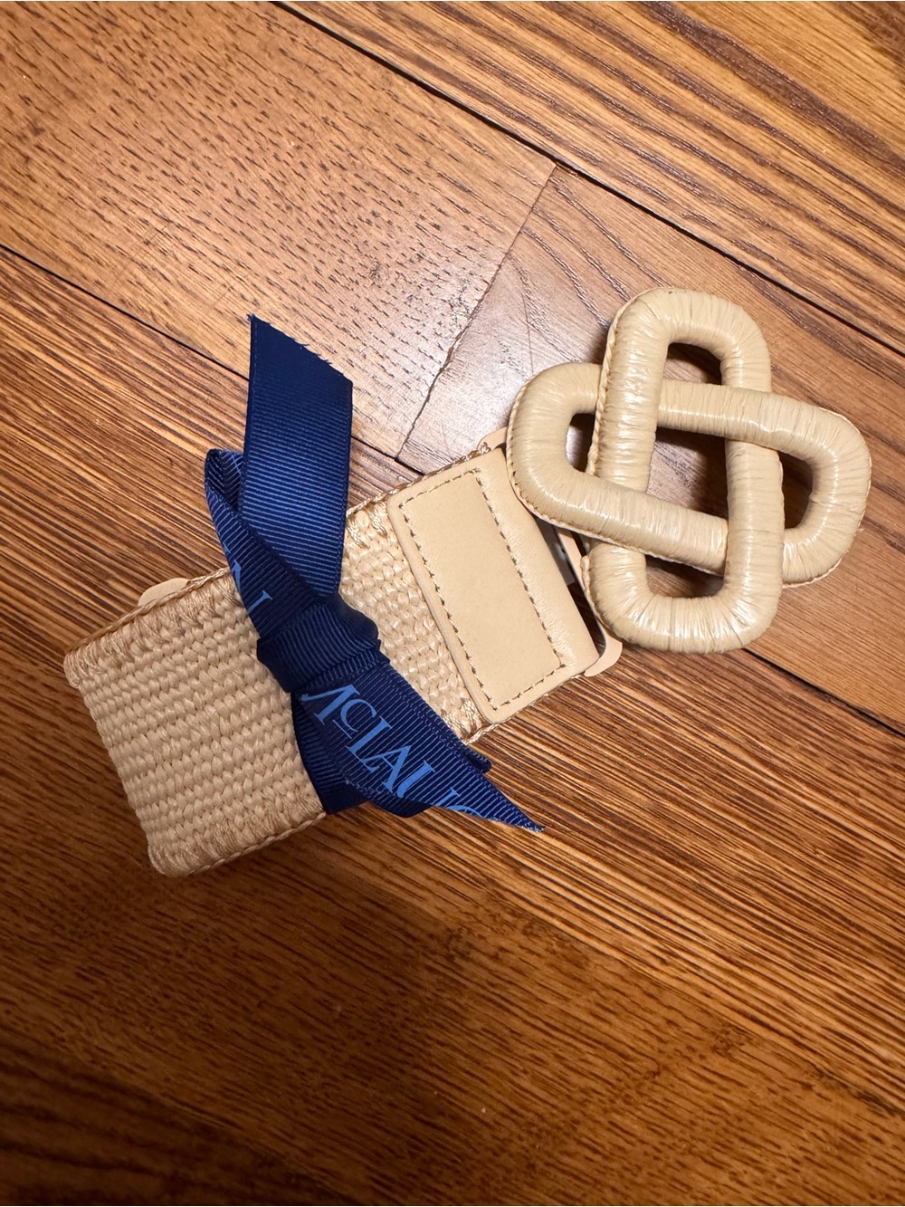 J. McLaughlin Vida Beige Braided Waist Belt with Decorative Buckle